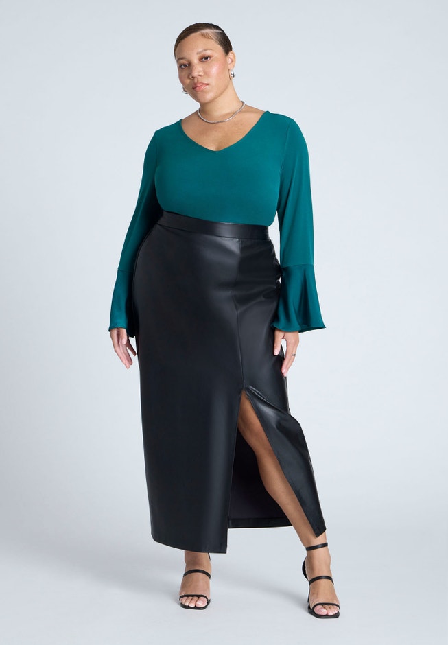 Ruffle Sleeve V-Neck Top image number 2