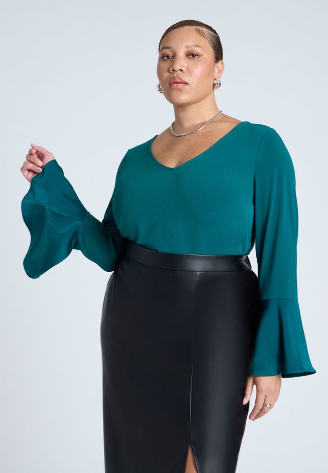 Ruffle Sleeve V-Neck Top image number 0