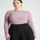 Boat Neck Top With Slit image number null