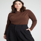 Draped Shoulder Knitted Top image number null