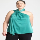 Draped Neckline Blouse With Ties image number null