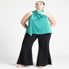 Draped Neckline Blouse With Ties image number null