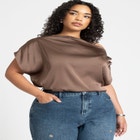 Draped Off The Shoulder Top image number null