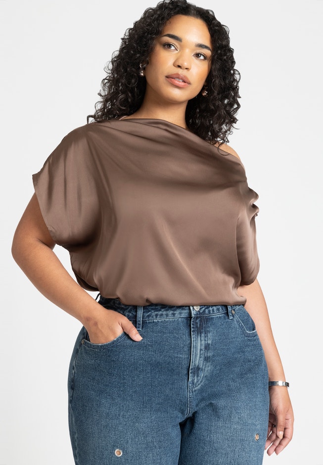 Draped Off The Shoulder Top image number null