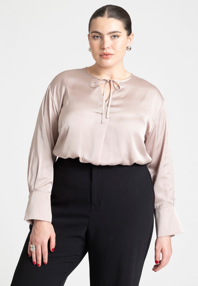 Tie Neckline Satin Blouse image number null