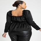 Ruffle Detail Satin Peplum Top image number null