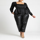 Ruffle Detail Satin Peplum Top image number null