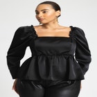Ruffle Detail Satin Peplum Top image number null