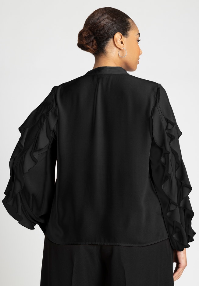 Ruffle Sleeve Button Front Blouse image number 1