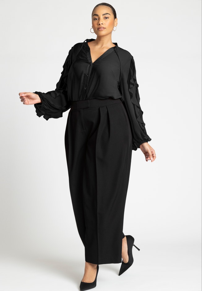 Ruffle Sleeve Button Front Blouse image number 2