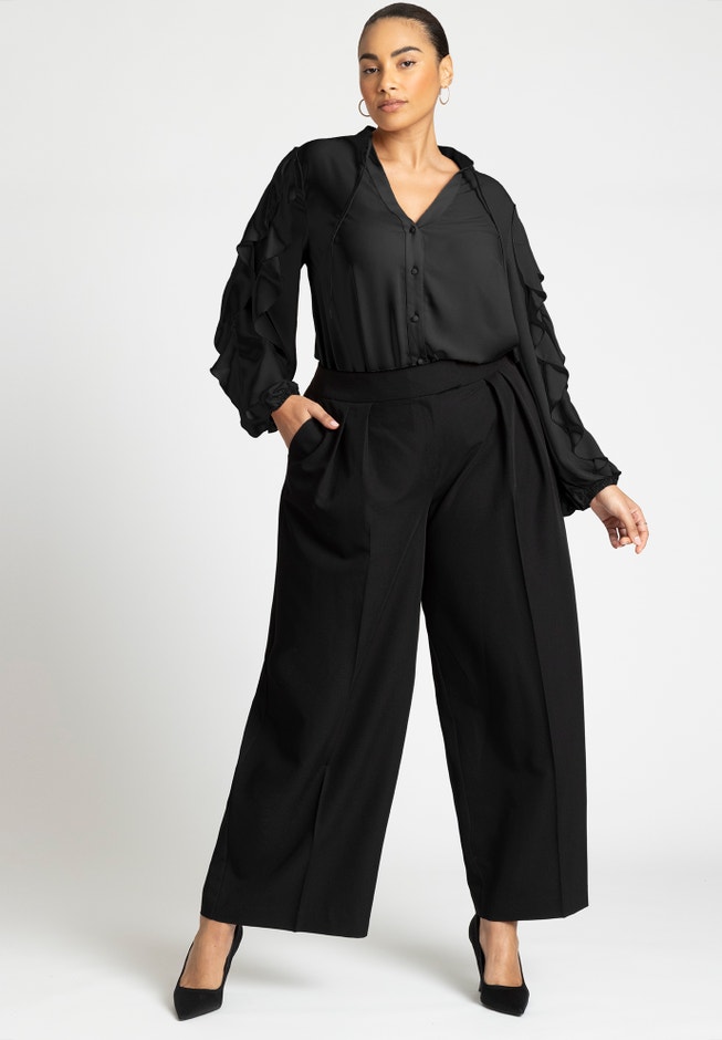 Ruffle Sleeve Button Front Blouse image number 3