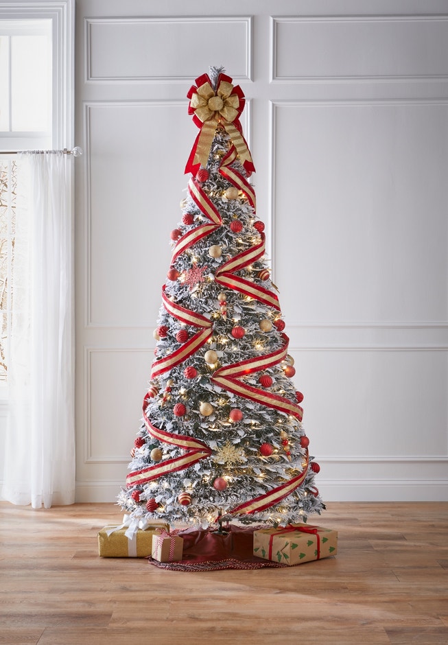 7½’H Pre-Lit Flocked Pop-Up Tree image number 0