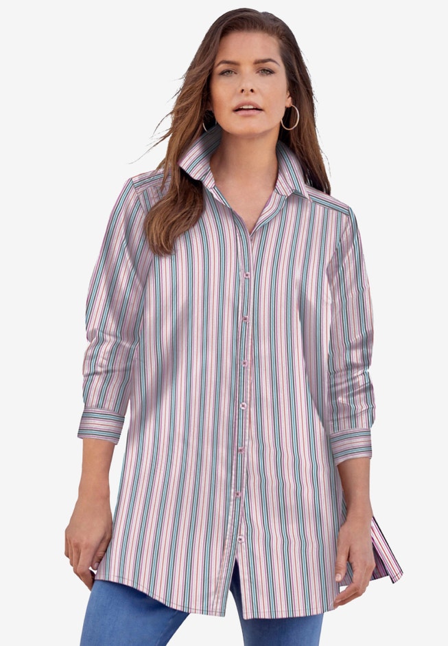 Plus Size Kate Tunic Shirt – Long Sleeve Classic Button-Down with Flowy, Longline Fit image number 4