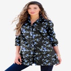 Plus Size Kate Long Sleeve Tunic Easy Cotton-Blend Button-Front Shirt image number null