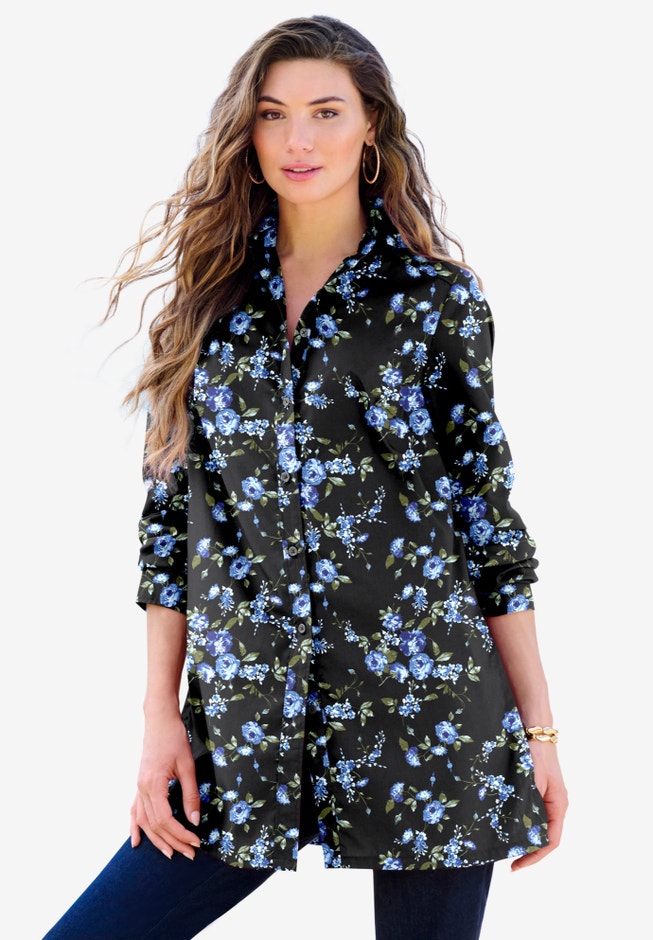 Plus Size Kate Tunic Shirt – Long Sleeve Classic Button-Down with Flowy, Longline Fit image number 5
