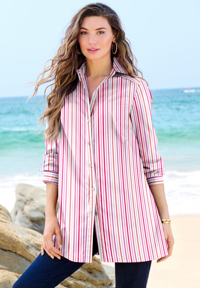 Plus Size Kate Tunic Shirt – Long Sleeve Classic Button-Down with Flowy, Longline Fit image number 6