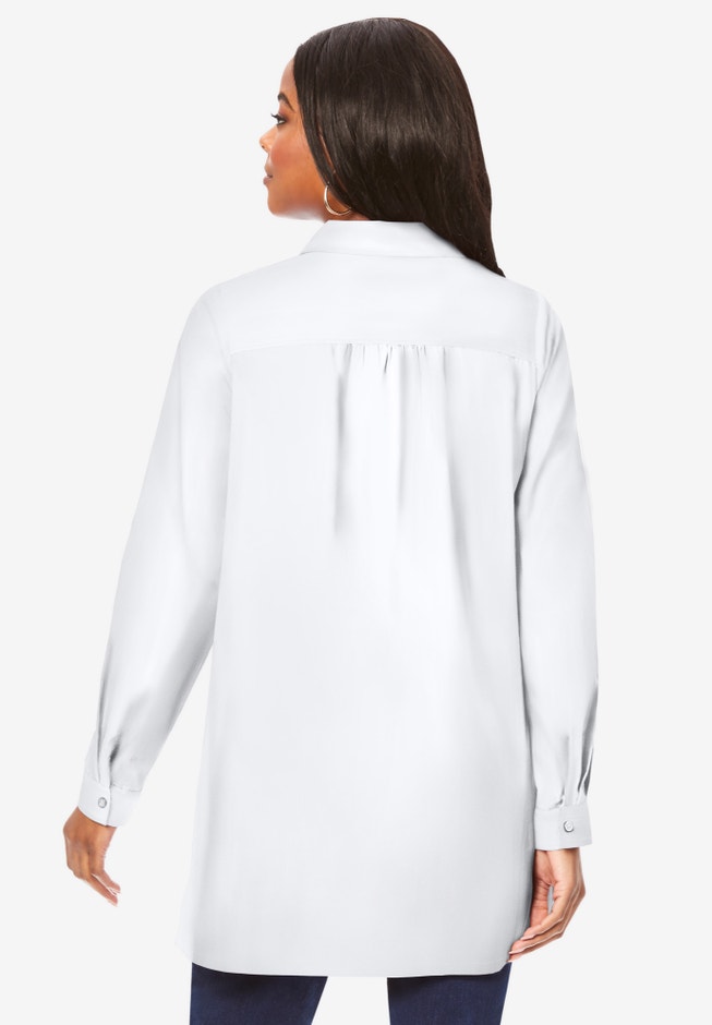 Plus Size Kate Tunic Shirt – Long Sleeve Classic Button-Down with Flowy, Longline Fit image number 1