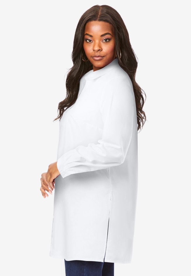 Plus Size Kate Tunic Shirt – Long Sleeve Classic Button-Down with Flowy, Longline Fit image number 2