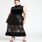 Tea Length Embellished Lace Sequin Skirt image number null
