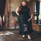 Tea Length Embellished Lace Sequin Skirt image number null