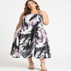 Printed Flare Midi Dress image number null