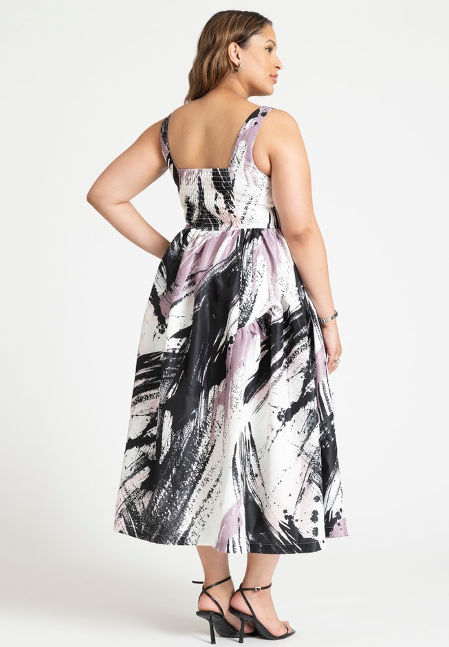 Printed Flare Midi Dress image number 2