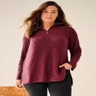&frac14; Zip Sweater Tunic With Side Slits image number 0