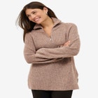 &frac14; Zip Sweater Tunic With Side Slits image number 0
