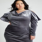 Draped Velvet Column Dress image number null