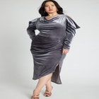 Draped Velvet Column Dress image number null