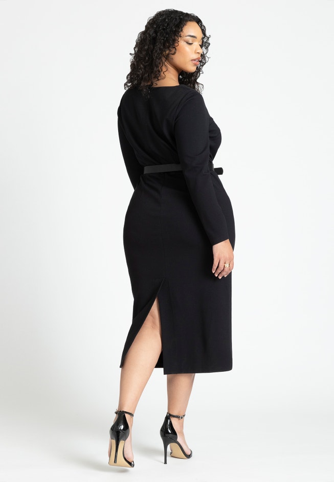Shaped Neckline Ponte Dress image number 1