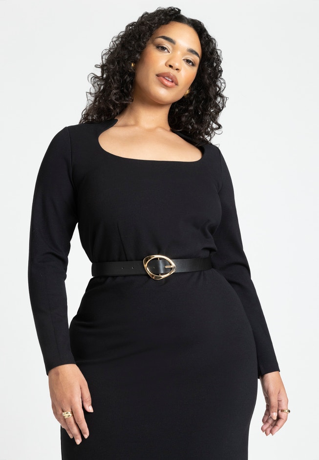 Shaped Neckline Ponte Dress image number 2