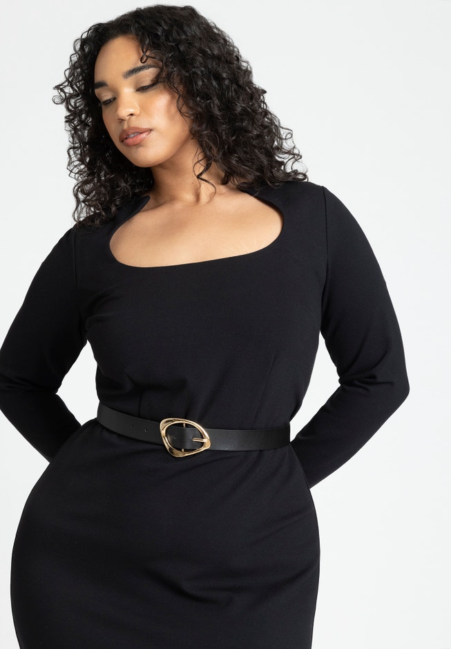 Shaped Neckline Ponte Dress image number 3