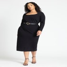 Shaped Neckline Ponte Dress image number null