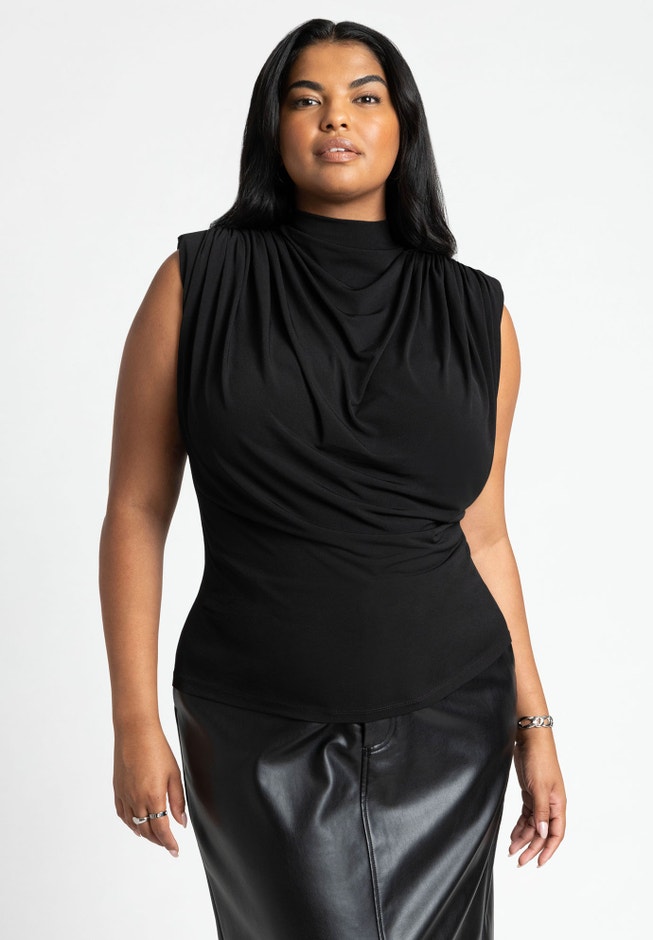 Neck Drape Funnel Neck Top image number 1
