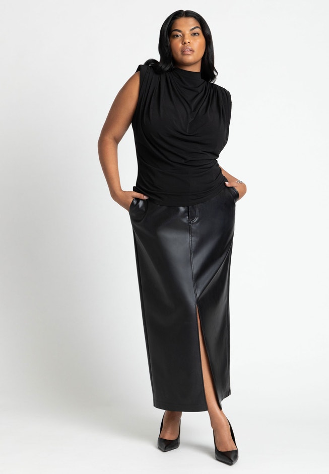 Neck Drape Funnel Neck Top image number 3