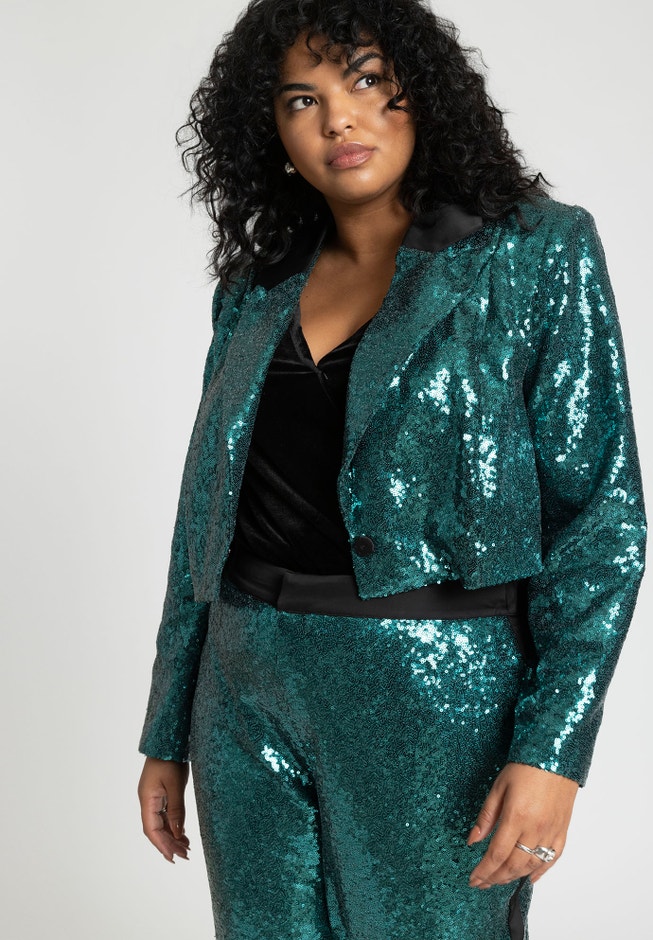 Cropped Sequin Blazer image number 1