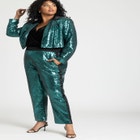 Cropped Sequin Blazer image number null