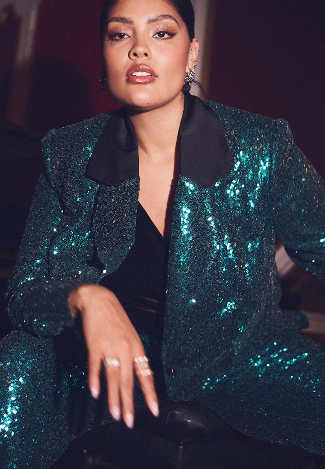 Cropped Sequin Blazer image number 0