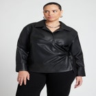 Faux Leather Wrap Top image number null