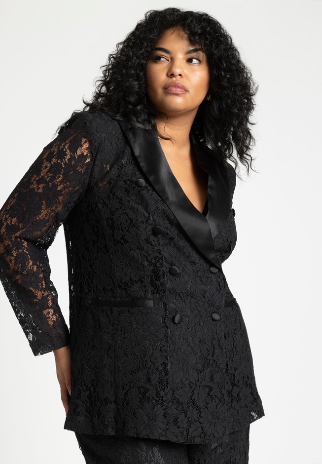 Lace Double Breasted Blazer image number 1