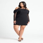 Pleated Off The Shoulder Mini Dress image number null