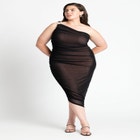 One Shoulder Mesh Overlay Dress image number null