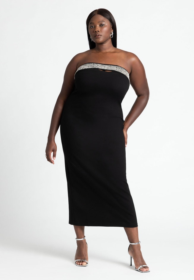 Rhinestone Fitted Knit Dress image number 1