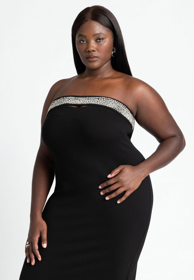 Rhinestone Fitted Knit Dress image number 3