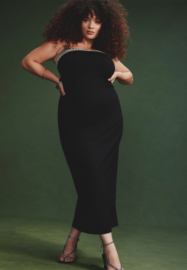 Rhinestone Fitted Knit Dress image number 0