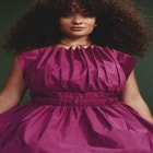 Pleated Ruffle Neckline Midi Dress image number null