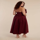 Pleated Ruffle Neckline Midi Dress image number null