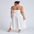 Pleated Ruffle Neckline Midi Dress image number null