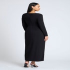 Shirred Strong Shoulder Tie Detail Dress image number null